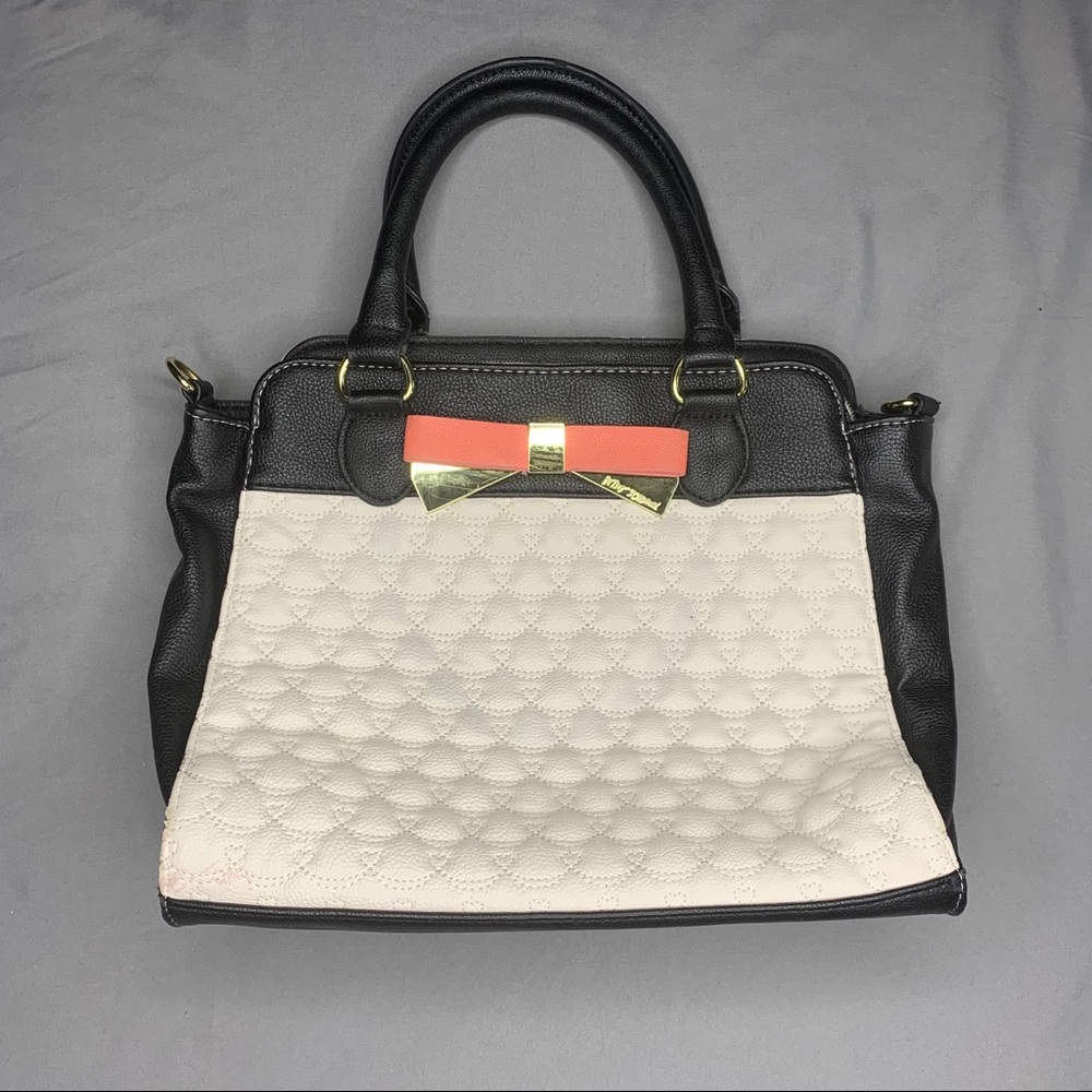 SOLD Betsey Johnson Black &White Bow Leather Purse
